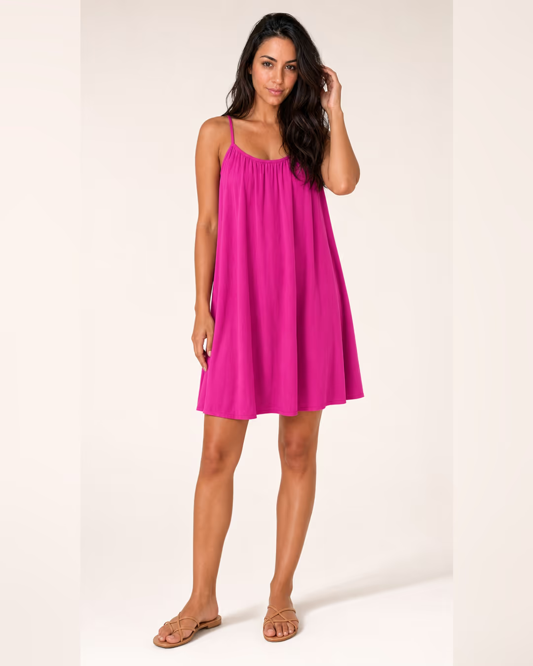 Vestido Sienna espalda al aire Rosa versión corta, vista frontal