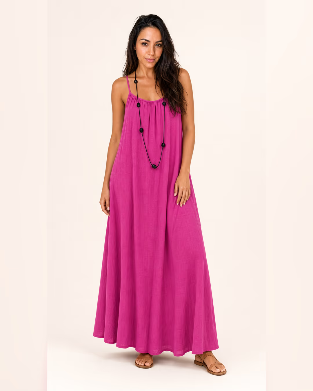 Vestido Sienna espalda al aire Rosa versión larga, vista frontal
