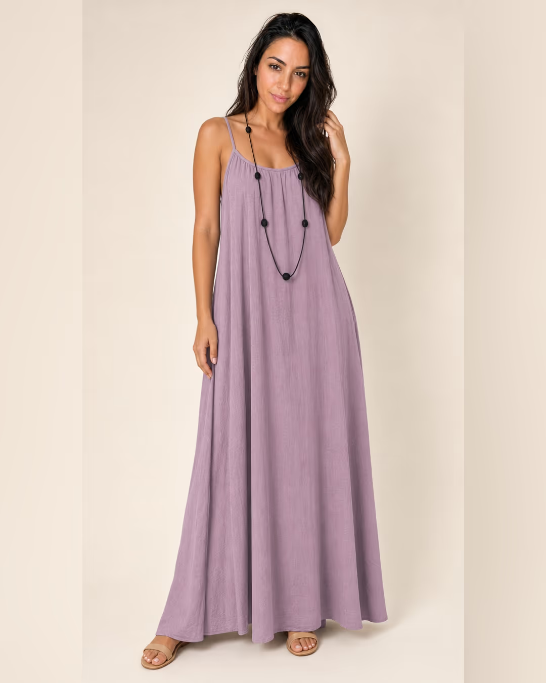 Vestido Sienna espalda al aire Violeta versión larga, vista frontal